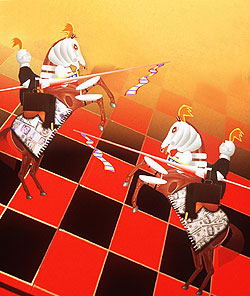 Chess Knights fighting