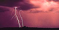 Panoramic view of lightning striking the ground